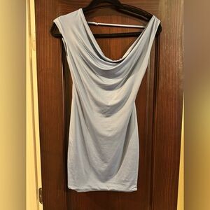 Oh Polly Light Blue Draped Backless Dress